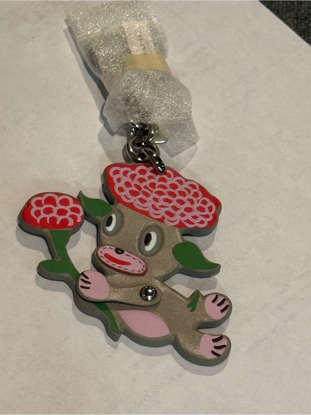 Rare BASEMAN Coach Floral Character Key Charm - Pink, Red, Green, Tan